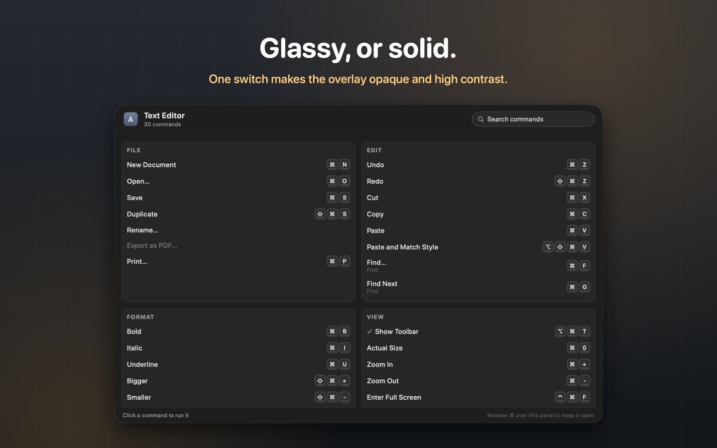 The solid, high-contrast background option